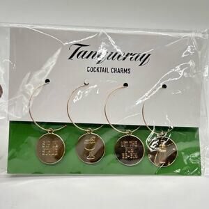 TANQUERAY Gold‎ Tone Cocktail Charms Drink Glassware Wine Glass Accessory Gift
